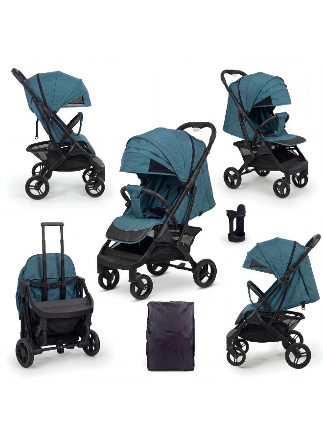 Nobumi Ultra-Lightweight Aluminum Premium Baby Stroller – All-Wheel Independent Suspension, 360° Swivel Rubber Tires, & Integrated Travel Trolley System - Image 2